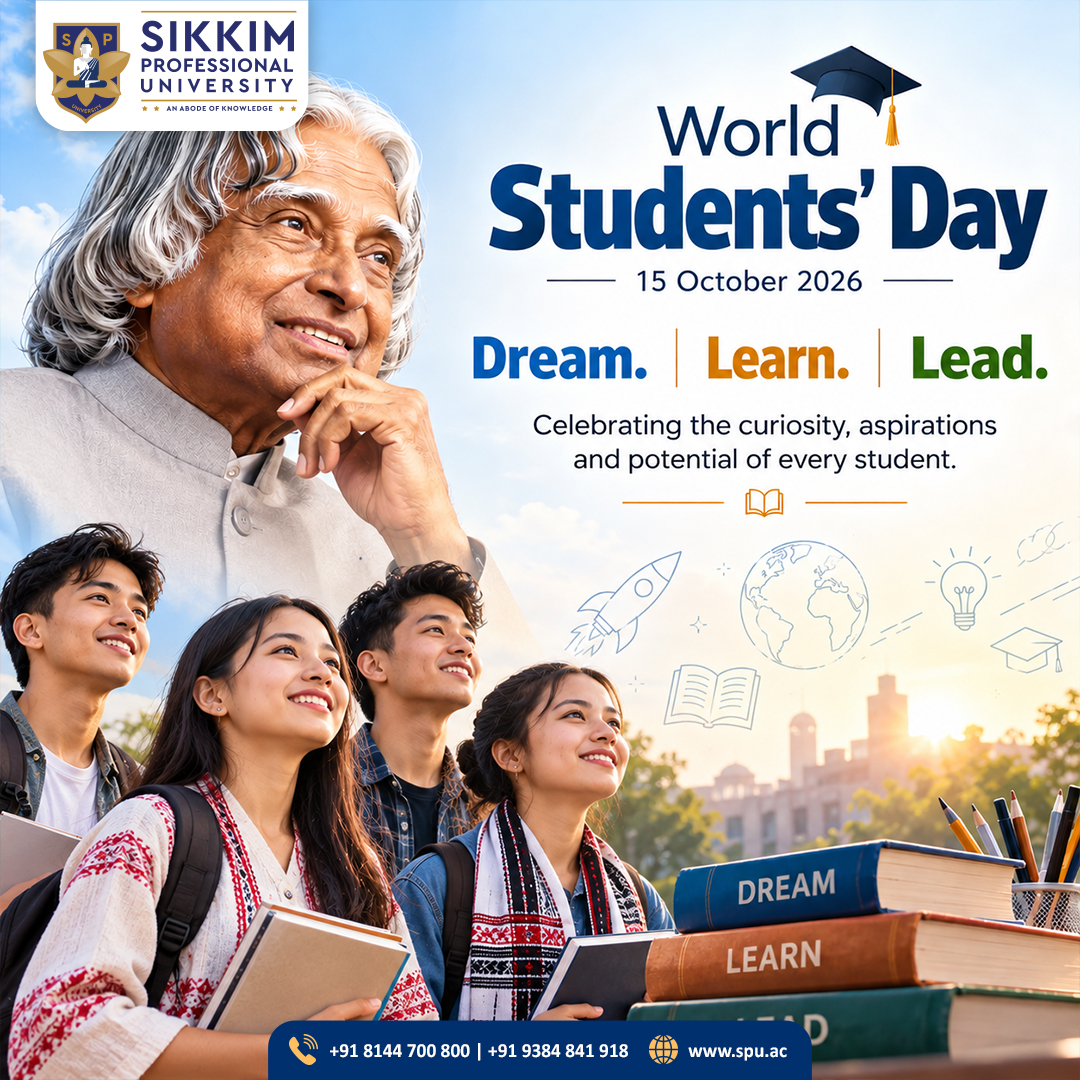 SPUSikkim's tweet photo. 🎓 Happy World Students’ Day! 🌟

At Sikkim Professional University, we celebrate the dreams, dedication, and potential of every student. Keep learning, keep growing, and keep inspiring! ✨

#WorldStudentsDay #SikkimProfessionalUniversity #FutureLeaders https://t.co/tK1GZEuWeT