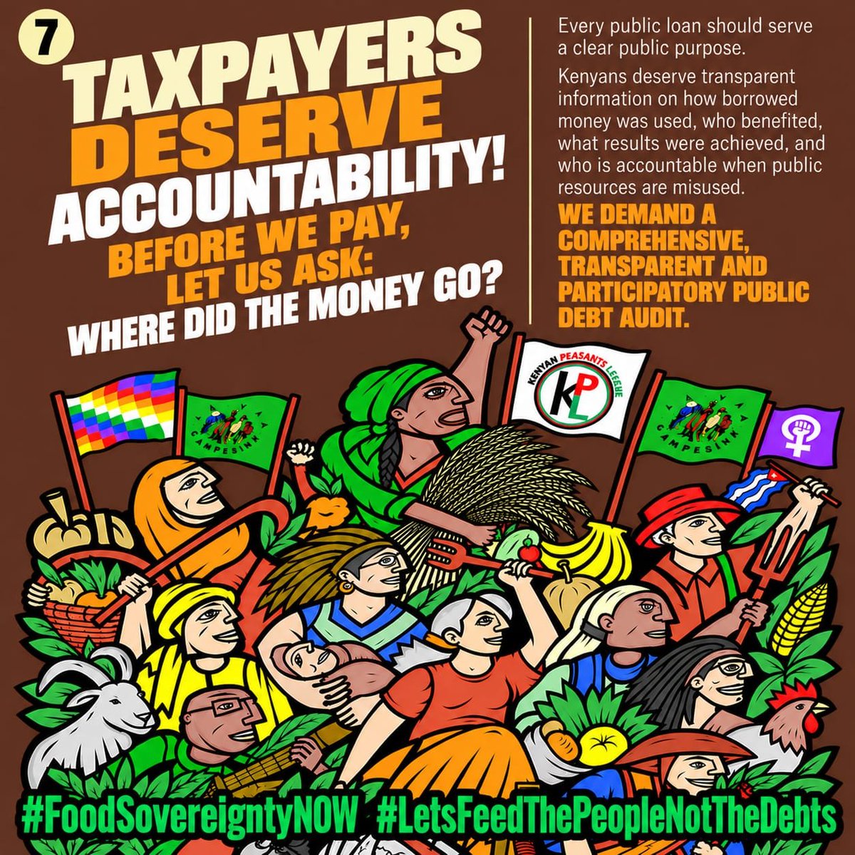 PeasantsLeague's tweet photo. Every public loan should serve a demonstrable public purpose. We demand a comprehensive, transparent &amp; participatory public citizen debt audit. #LetsFeedThePeopleNotTheDebts #FoodSovereigntyNow #16oct26 @via_campesina @LVCSEAf @ECVC1 @FundAgroecology @CADTM_int @lvcseea @cidioti https://t.co/WZwMaIjAfw