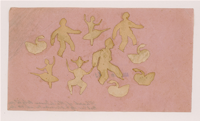 archaeologyart's tweet photo. Hans Christian Andersen (1805-1875) Pierrots, ballerinas, swans, etc., 1867 Paper cutting, 7 x 10.5 cm https://t.co/XVC1sAYxGz