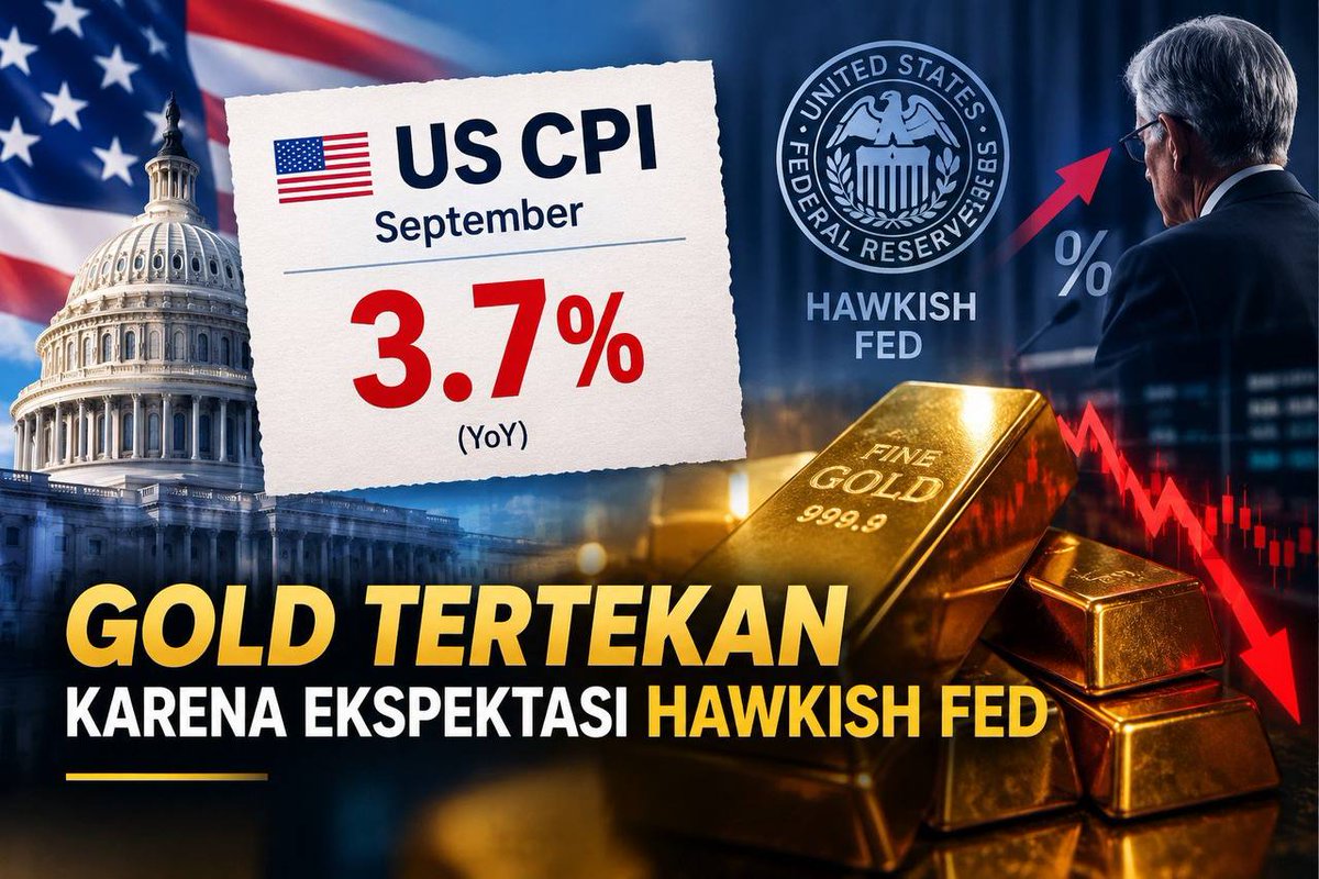 JavaFutures's tweet photo. Gold Rebound Setelah Anjlok Pasca CPI

Harga emas naik mendekati $4.150 per ons pada hari Kamis, pulih dari penurunan sesi sebelumnya seiring dengan berakhirnya reli harga minyak mentah selama lima hari, yang turut meredakan tekanan di pasar lain. Meski demikian, ekspektasi akan kenaikan suku bunga yang lebih agresif oleh Federal Reserve terus membebani sentimen pasar, menyusul data inflasi AS yang lebih tinggi dari perkiraan. Indeks 

Harga Konsumen AS naik menjadi 3,7% pada bulan September—level tertinggi dalam empat bulan terakhir dan melampaui prakiraan pasar sebesar 3,6%—yang terutama didorong oleh kenaikan biaya energi. 

Gold pagi ini rebound dari lower tadi malam 4080 ke 4150, sementara masih tertahan di area 4150an
ada potensi koreksi turun kearah 4116 - 4106

#JAVAFX #JAVAFXbroker #JAVAFXforex #JAVAFXtrading #xauusd #CPI
