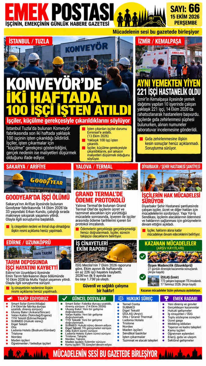 EMEKPOSTAS0elp's tweet photo. 📰 EMEK POSTASI | SAYI 66

İşçinin gündemi, emeğin mücadelesi, hak arayışları ve iş cinayetleri…

Türkiye’nin dört bir yanından emek haberlerini, direnişleri ve güncel gelişmeleri takip ediyoruz.

Gerçekler konuşsun, işçinin sesi duyulsun! ✊

#gündem #haber #sondakika  #emek https://t.co/zv1uFNJb1Q