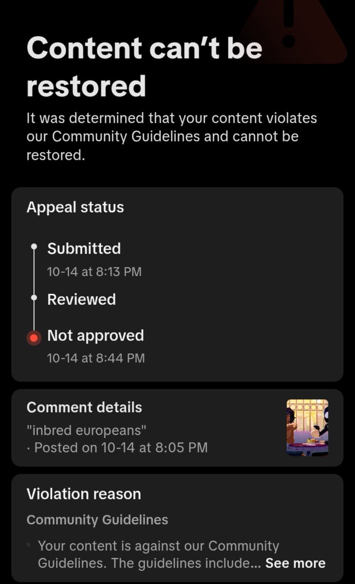 D3adpink's tweet photo. Tiktok is actually so sensitive https://t.co/bvBmNyiEpm