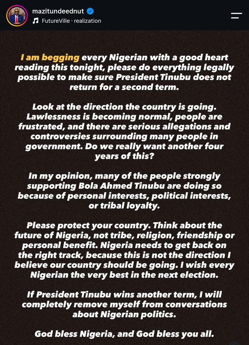 UnkleAyo's tweet photo. For a long time, he's been the lonely voice in the jungle crying out. 

This is the unrepentant stance every influencer and celebrity should take. 

Posterity will be kind to Tunde Ednut. https://t.co/V8odWuEx14