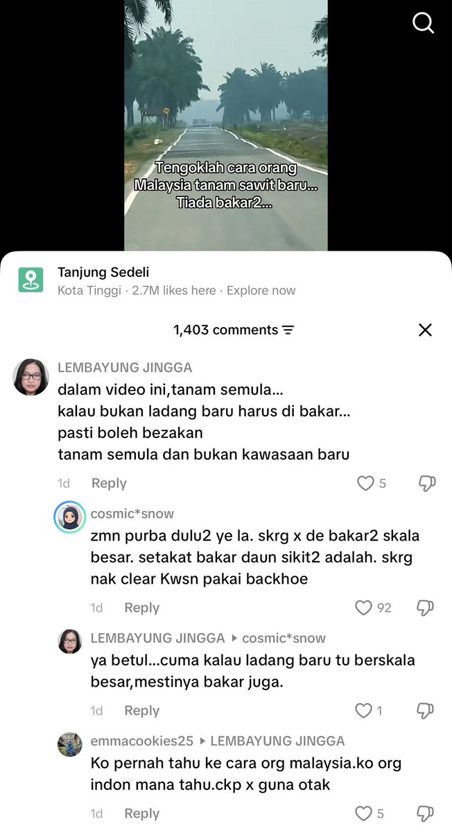mhmmdhsm's tweet photo. Harga sawit dunia ikut malaysia , pengeluar terbesar sawit pun malaysia. Tak penah lagi sepanjang aku hidup malaysia nk ladang baru dia bakar hutan. Dia ingat malaysia ni xde undang2 kot dasar konoha 😌 https://t.co/diAjV3UNVt