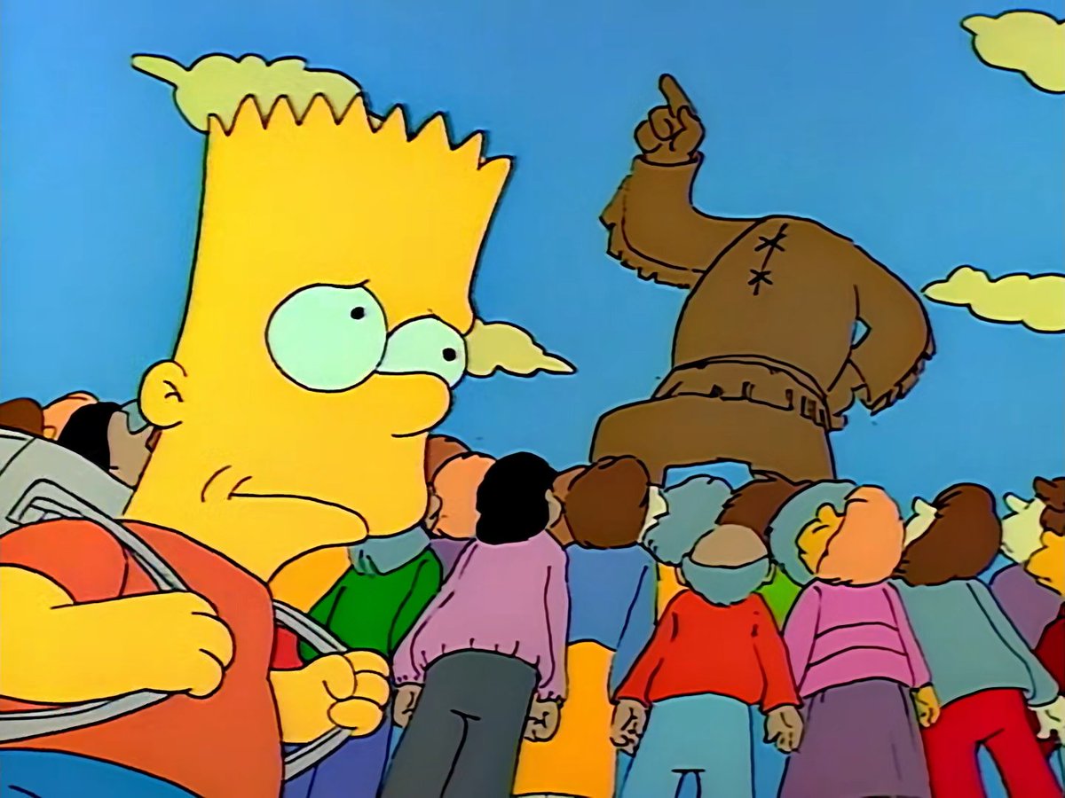 Capiccine's tweet photo. 8⃣. EL HÉROE SIN CABEZA
Nota: 6,50/10

Bart y Homero estaban siendo perseguidos por toda la ciudad porque los vieron con la cabeza de la estatua del fundador de Springfield, pero Bart explica el por qué sucedió todo. Después del sermón en la iglesia, Bart quiere ir a ver una película que no es para menores, pero él decide desobedecer como siempre, y se encuentra con tres adolescentes delincuentes, y estos obligan a Bart a cometer una locura, cortar la cabeza de la estatua del fundador.

A pesar de que nos deja un bonito mensaje al final, la verdad es que este episodio no llega a nada. No sabemos qué pasó con las personas que hostigaron a que Bart cometiera esa locura y bueno, el episodio es decente y ya.