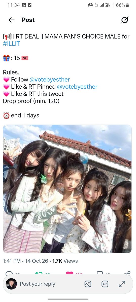 ssantebae's tweet photo. @wohnxee @votebyesther done

I vote #ILLIT for #2026MAMAVOTE https://t.co/f3EMMZUGHx