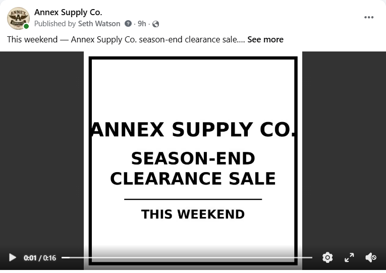 WatchSethBuild's tweet photo. I've been putting more effort into advertising and boosting posts for Annex Supply Co. than I have in the past.

The quality still isn't where I want it to be, and I haven't had the time to really put the sales and marketing funnel to work yet.

I've been using Muse to help create some basic advertising for Facebook and other platforms. It's not perfect, but it gets something out there and keeps things moving.

One thing I'm figuring out is that I can spend a lot of time trying to make something better, or I can get it out there and improve it as I go.

There's still plenty of work to do, but at least things are moving in the right direction.

Action beats perfection!