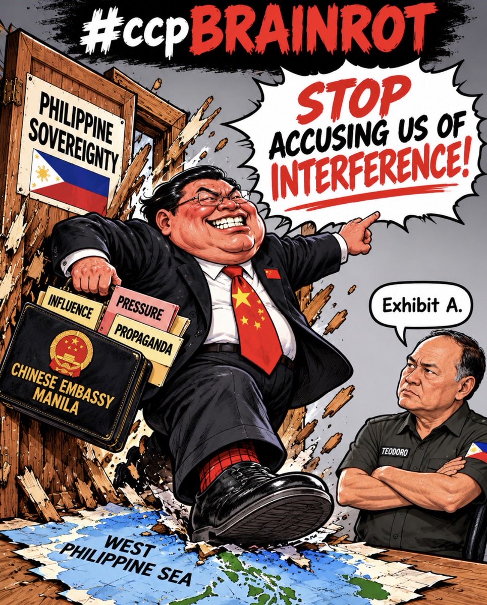 flixrhidalgo's tweet photo. @Chinaembmanila A foreign embassy publicly attacking the Philippine defense secretary for warning about foreign interference. You couldn't have proved his point better. #ccpBRAINROT #ccpTHUGS #ccpIDIOTS https://t.co/6tjHPSWq4j