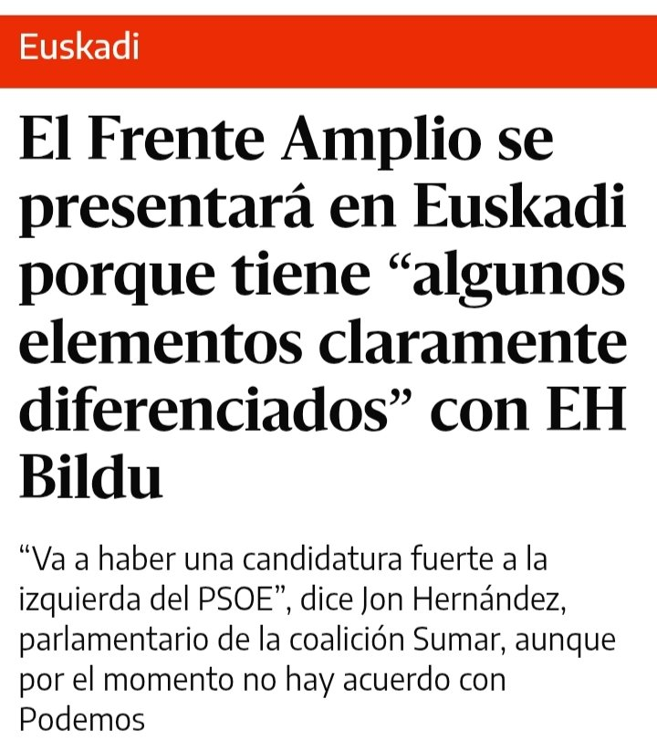 JulenBollain's tweet photo. Con todo el respeto y el aprecio que tengo hacia el espacio y los compañeros del Frente Amplio, creo que esta decisión es equivocada.

Las diferencias políticas con EH Bildu son claras, legítimas y perfectamente respetables. Pero en unas elecciones generales no solo importa lo que diferencia a unas fuerzas de otras, sino también cómo se traducen los votos en escaños y qué mayorías parlamentarias se construyen.

Cuando está en juego frenar a la extrema derecha, cada escaño cuenta. Y esa responsabilidad debería pesar más que la necesidad de reafirmar diferencias.