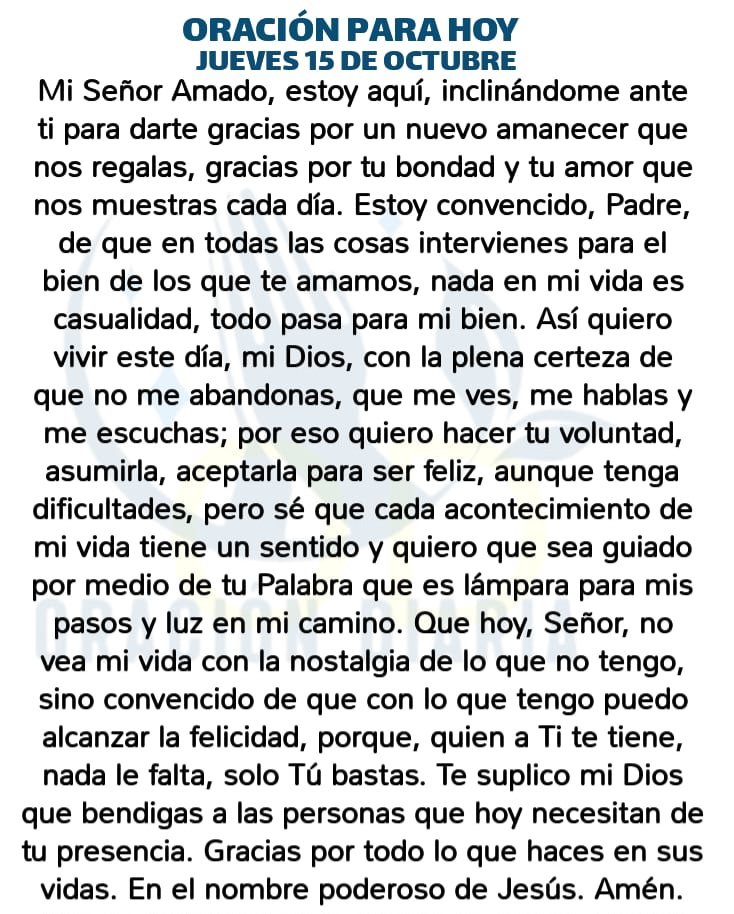 oracion_diaria's tweet photo. Oración Diaria para hoy Jueves 15 de Octubre de 2026 https://t.co/cPxBUhySEX