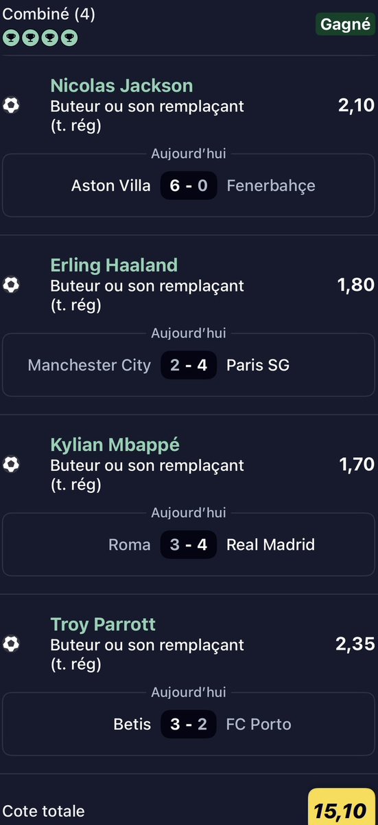 Bets2CarnageH24's tweet photo. ⚽️ 278✅ 🔁 8pcf/10€ 💚 si t’as suivis #ucl https://t.co/o5Zo98egQt