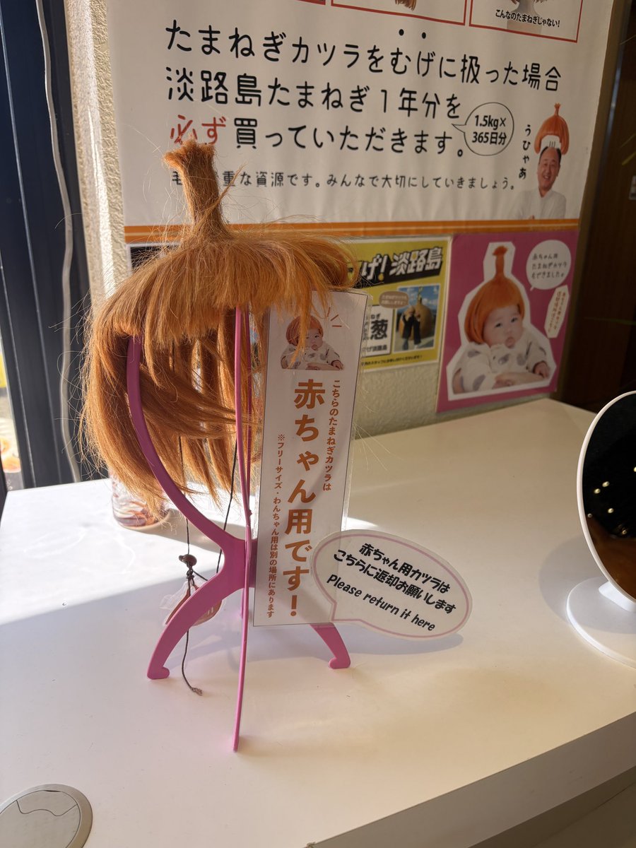hana_19950624's tweet photo. 淡路島で玉ねぎのかつら被って撮れるフォトスポット、ちゃんと赤ちゃん用があってめっちゃ良かった https://t.co/LMQSU4T115