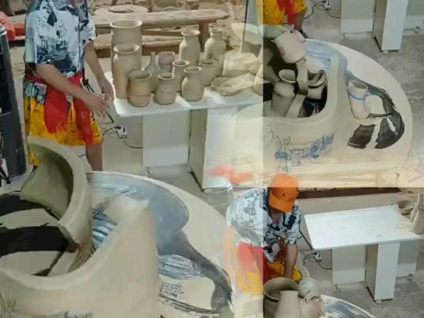 AValenc08353861's tweet photo. Just found a rustic stack of porcelain glaze buckets at the old pottery workshop—perfect for my small DIY project! https://t.co/1slyo8BcGv