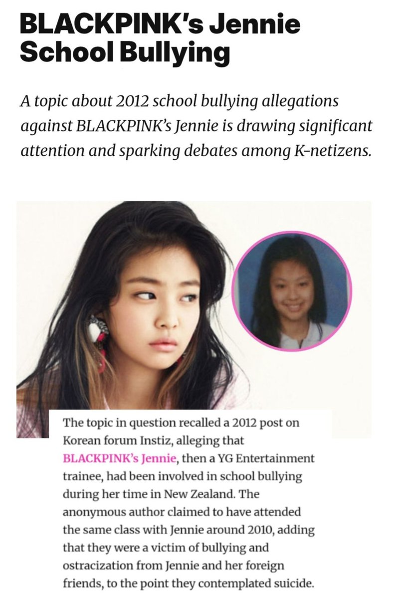 Honestblink7's tweet photo. I hope jennie from blackpink learn and stop bullying others https://t.co/ULtXwTQSwh