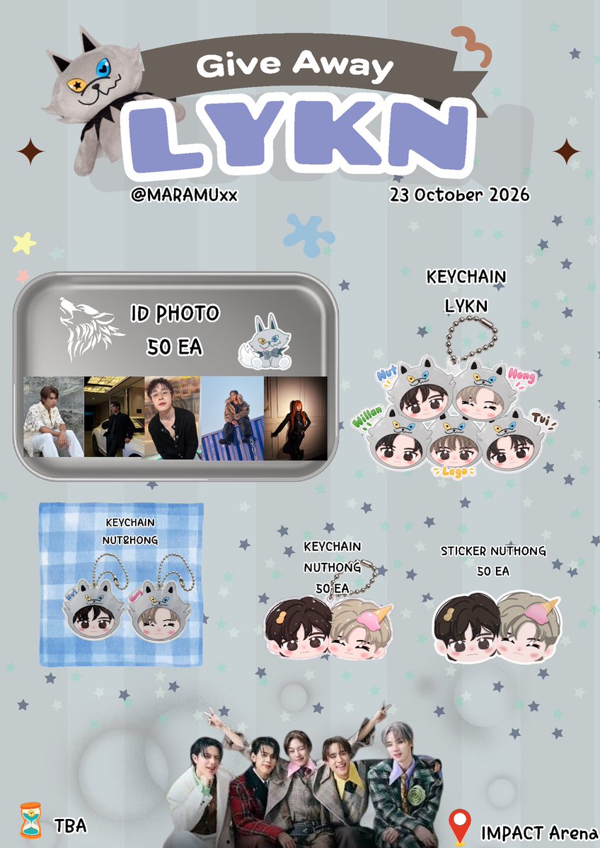 MARAMUxx's tweet photo. 𝖯𝗅𝗌 𝗋𝗍  ݁ ˖Ი𐑼⋆
𝖦𝗂𝗏𝖾𝖺𝗐𝖺𝗒 LYKNReflexionConcert

#LYKNReflexionConcert #LYKN 🐺ᢉ𐭩

🐺ID PHOTO 50 ea ⋆˙⟡
🐺KEYCHAIN LYKN ⋆˙⟡
🐺KEYCHAIN NUT&HONG ⋆˙⟡
🐺KEYCHAIN NUTHONG 50 ea⋆˙⟡
🐺STCKER NUTHONG 50 ea ⋆˙⟡

🗓️  23 𝖮𝖼𝗍𝗈𝖻𝖾𝗋 𝟤𝟢𝟤𝟨 
🗺️ IMPACT Arena
⏳ 𝖳𝖡𝖠
    📢   rt + show this tweet  🤍