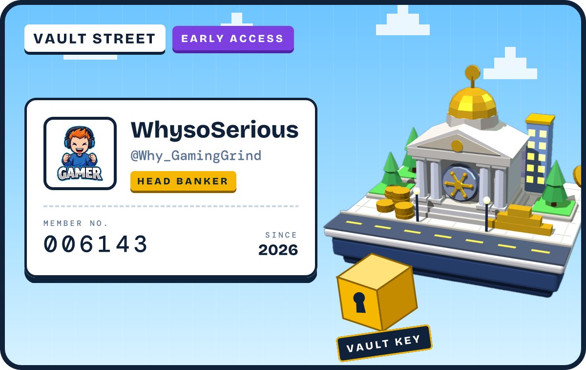 Why_GamingGrind's tweet photo. Got my Vault Street early access card 🏦 https://t.co/OfJhvNT96S https://t.co/IaTq9wJap9