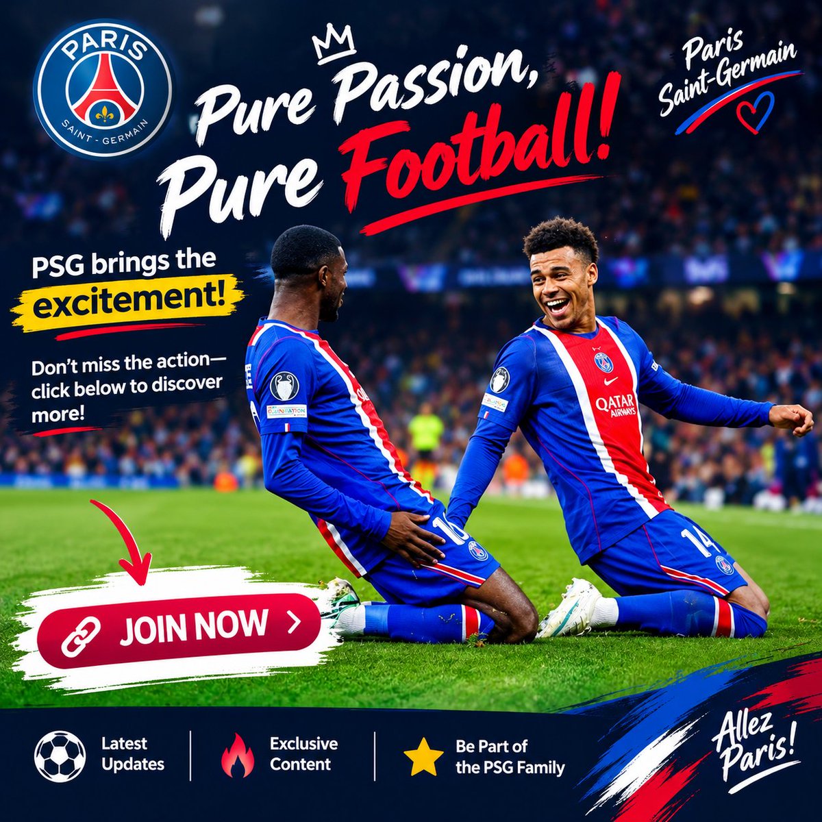 Jessicanmcw's tweet photo. 🔥 Pure Passion, Pure Football! ⚽💙❤️
PSG brings the excitement! Don't miss the action—click below to discover more! 👇
https://t.co/L4NEva7nen https://t.co/s3QhfibWET