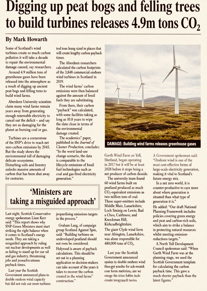 JamesMelville's tweet photo. Scotland 🏴󠁧󠁢󠁳󠁣󠁴󠁿 

Nothing “green” about ripping up peatland and felling trees to build wind turbines while releasing 4.9 million tons of CO2. https://t.co/ZRbpfLtCQy