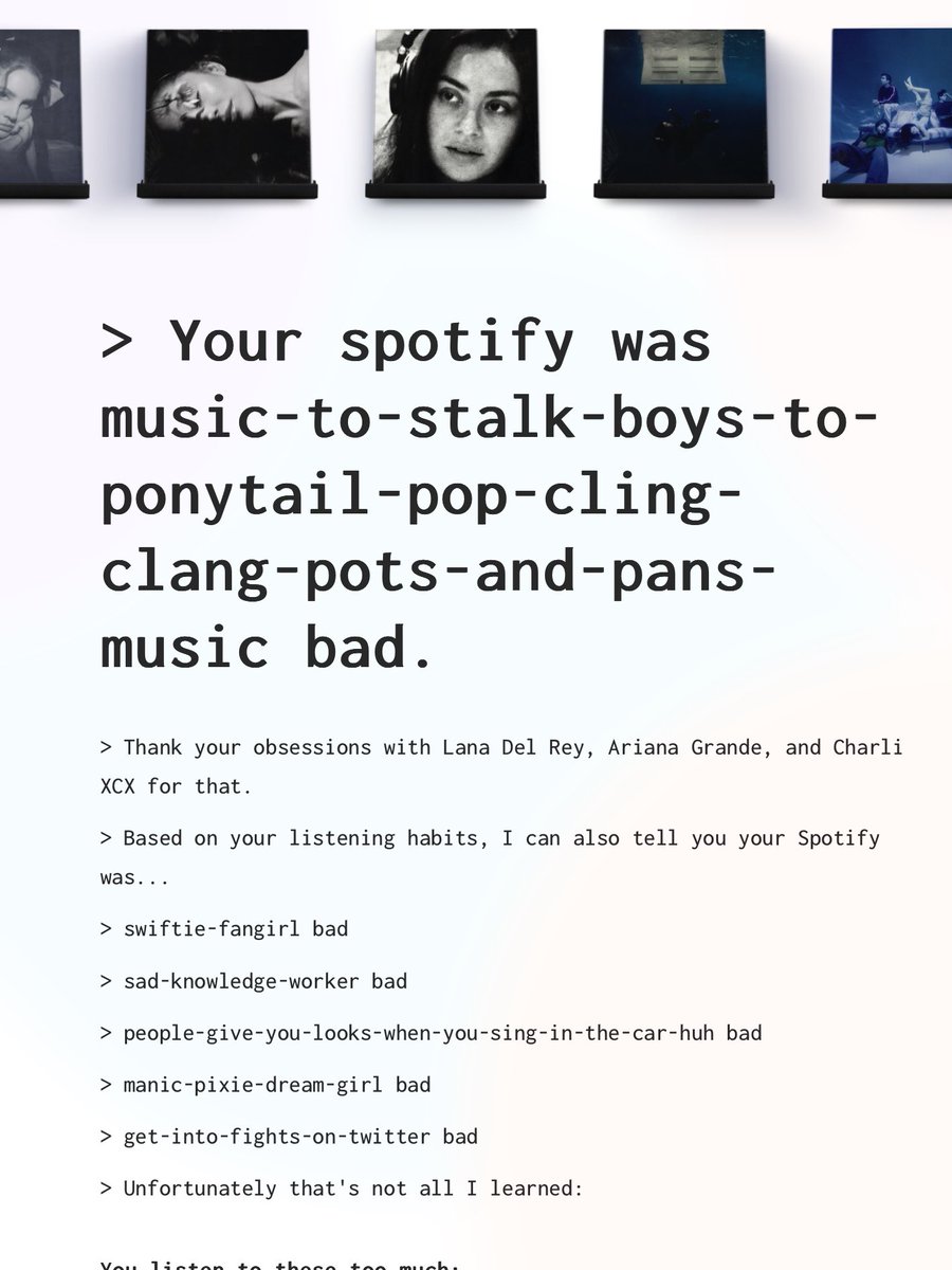 blauechapter's tweet photo. ใครเทสเพลงนีชมาก อยากชวนไปเล่น how bad is your streaming music กับ obscurify จะได้โดนเว็บวิจารณ์เหมือนชั้น you’re 56% basic most of it is what everybody else listens to โจบบบ ซึ่งจริง เพราะไอเริ้บป้อปมิวสิคเวรี่วัช แต่เว็บมันตอบกวน bad หมด <3

ส่วนของ obscurify เลขเยอะ = นีชมาก https://t.co/W7VqvZs1TV