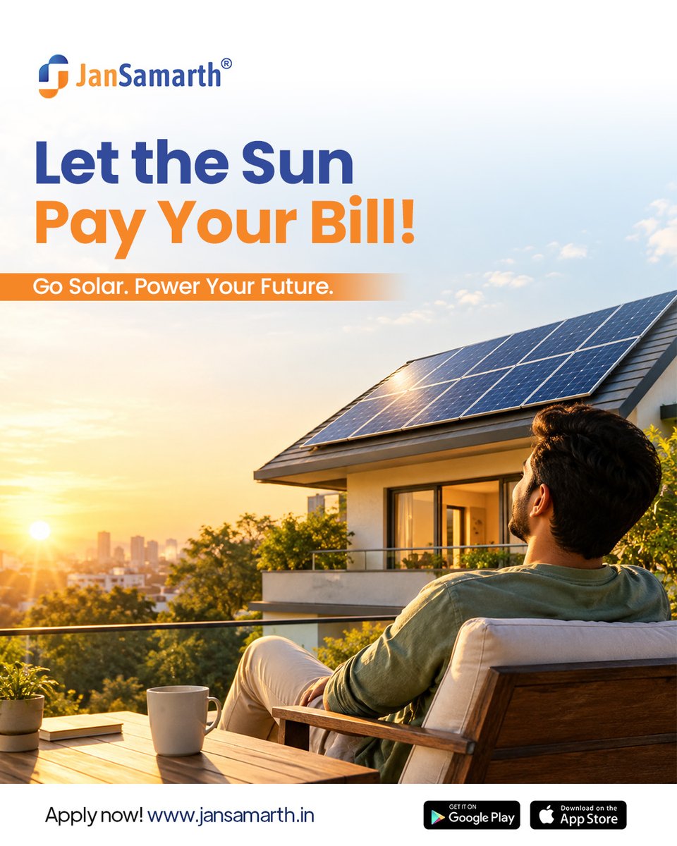 JanSamarth's tweet photo. Your rooftop can do more than you think! ☀️🏡

Harness the power of the sun and explore solar energy financing options for your home.
Go Solar. Save More. Power Your Future. ⚡
Visit Now: https://t.co/Yc1H09CkqO

#JanSamarth #SolarSavings #SolarEnergy #GreenFuture #SolarRooftop https://t.co/vgnvDZOA1k
