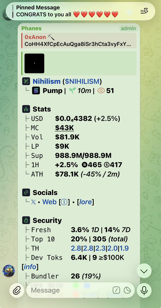 0xAnon01's tweet photo. Easy 3X on $NIHILISM

Tg me https://t.co/C3Qz0HcHe9 for Early CAs and network alpha.

CoHH4XfCpEcAuQga8iSr3hCta3vyFxYW6BtQRAV3xQMo https://t.co/xTUnRphOYV