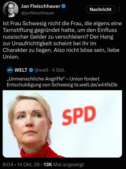 BHon85328's tweet photo. @ManuelaSchwesig https://t.co/l37k4YUlKI