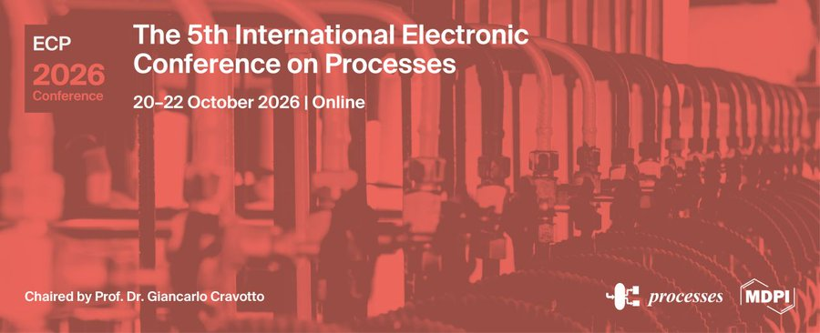 MDPIEngineering's tweet photo. 📢 Only 1 week left to register for #ECP2026! 

📅 20–22 October 2026 | 💻 Online 
✅ Free registration deadline: 15 October 2026 

🎓 Join keynote lectures from leading experts! 
🔗 https://t.co/nyKnuFZ0oS
 
#ProcessEngineering #Processes #MDPIConference https://t.co/dRjOJlXukU