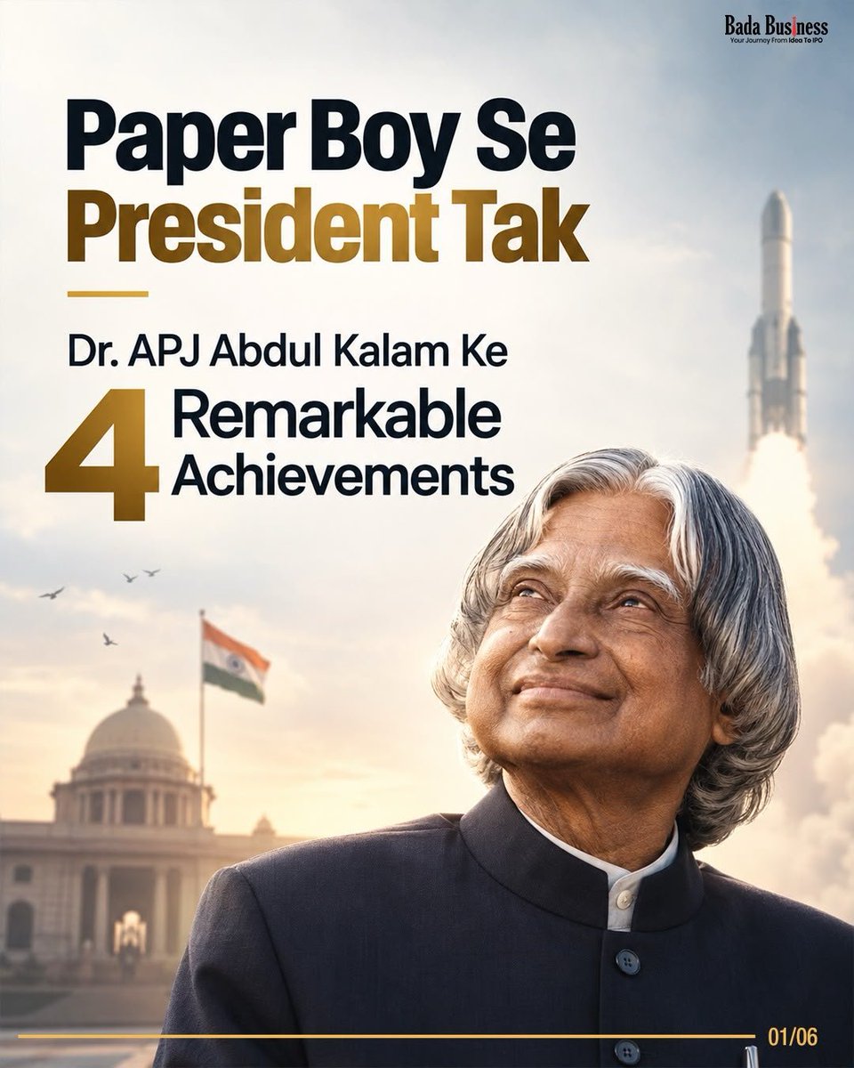 DrVivekBindra's tweet photo. Some legacies never fade, and some dreams never stop inspiring. 🇮🇳

Remembering Dr. APJ Abdul Kalam Ji, whose wisdom, humility, and love for India continue to ignite young minds and inspire generations.

Forever an inspiration. Forever in our hearts. 🙏

#APJAbdulKalam #DrAPJAbdulKalam #MissileManOfIndia #DrVivekBindra #BadaBusiness 

Dr APJ Abdul Kalam, APJ Abdul Kalam Ji, Dr APJ Abdul Kalam tribute, Abdul Kalam birth anniversary, Missile Man of India, former President of India, APJ Abdul Kalam inspirational quotes, APJ Abdul Kalam life story, Abdul Kalam motivation, Dr Kalam's legacy