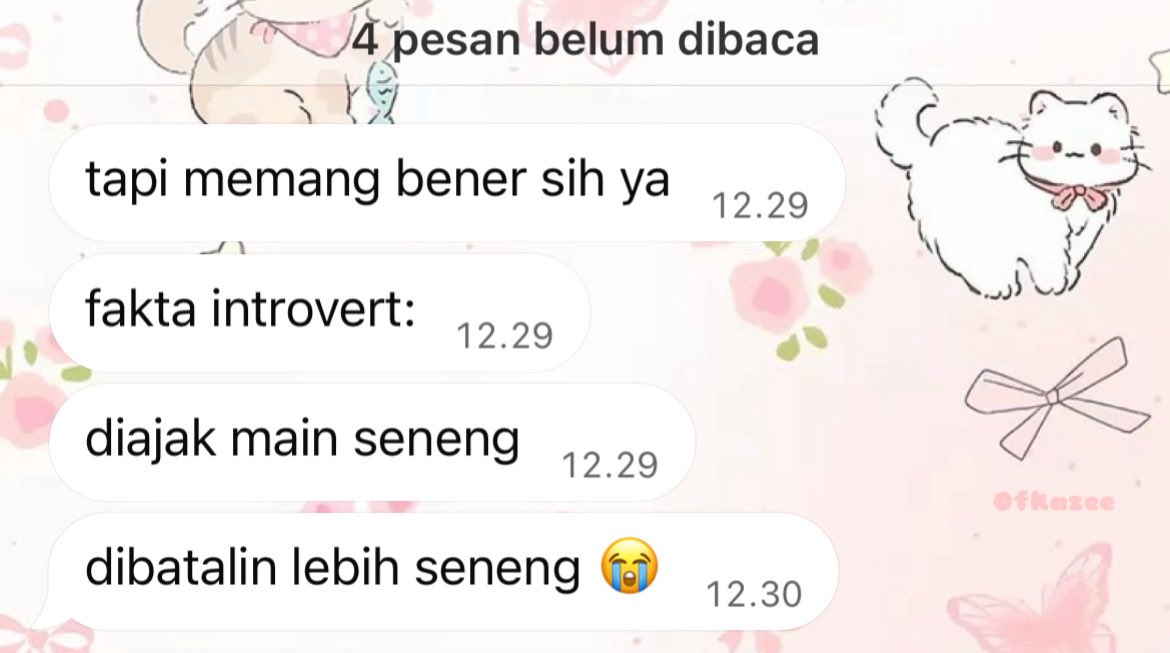 Ofkazee's tweet photo. mana iya lagi 😭 akulah si introvert itu 😭😭 https://t.co/2JYp5S0VH0