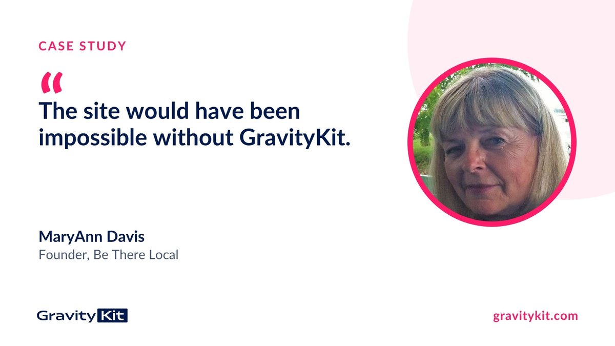 GravityView's tweet photo. MaryAnn Davis taught herself web design so small nonprofits in Central Ohio would have somewhere to be found.

Be There Local gives each city its own calendar and map of nonprofit events, built with @gravityforms and GravityKit. https://t.co/UWaCTycg9v