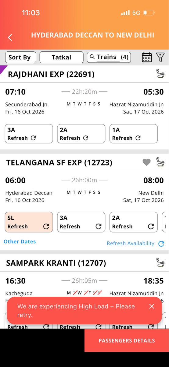 ItsAdityakr's tweet photo. @RailMinIndia @RailwaySeva @IRCTCofficial  what options are there for common people? Sorrier and AC both couldn’t get booked https://t.co/pKd7s0B5ZA
