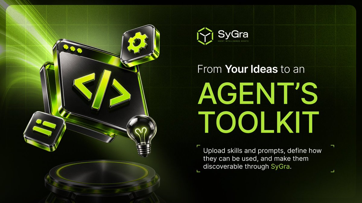 SyGra_io's tweet photo. That prompt you keep refining?
That skill you built for your own workflow?

It could be part of another agent’s toolkit.

#SyGra helps you share it, set usage terms, and make it discoverable. https://t.co/S9qwex77JI