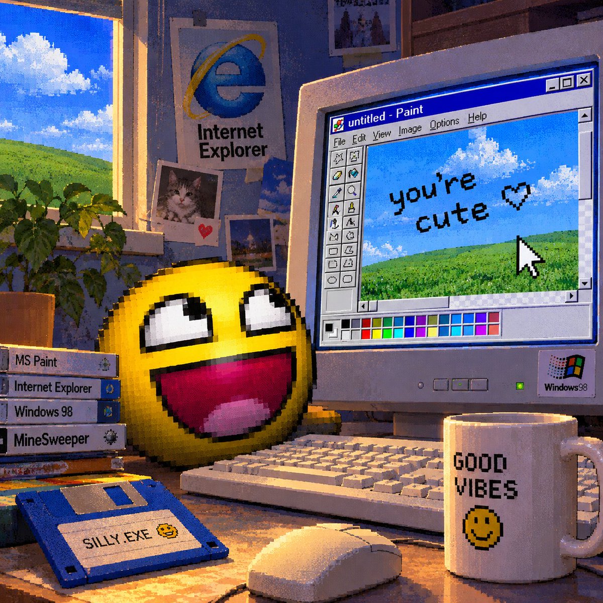 sillyexe_sol's tweet photo. Born in MS Paint. 🎨
raised by Windows 98.
no thoughts. just pixels and good vibes. :3 💾
the old internet is back. 🌐

#Memecoin #Sol #PumpFun #Trader https://t.co/zgbEc2nmv1