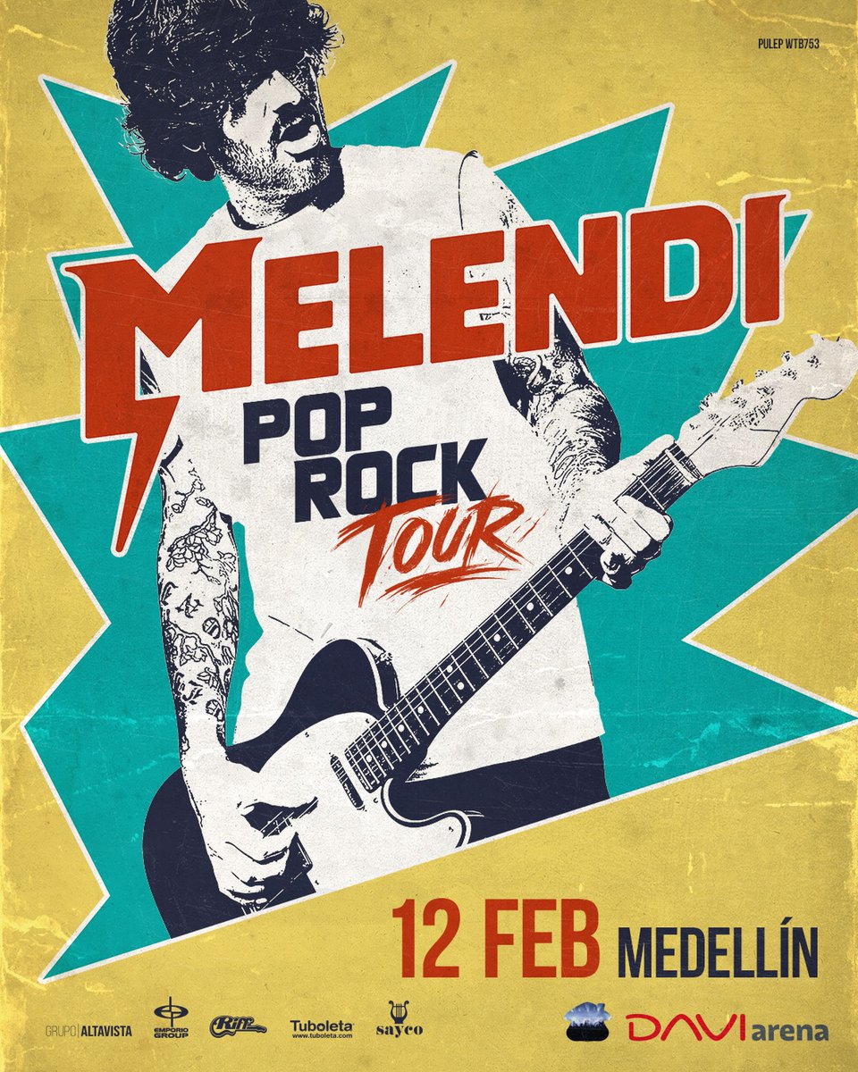 RockolaCol's tweet photo. 📢🇪🇸🎸El asturiano Melendi regresa con su nuevo disco y un show en el @DAVIarenaCO el próximo 12 de febrero de 2027, siendo su única fecha en Colombia.

🎟️ Preventa disponible YA hasta el viernes y Venta general el viernes, a través de @Tuboletaoficial 

🎤Produce Grupo Altavista https://t.co/PGVERgNYyU