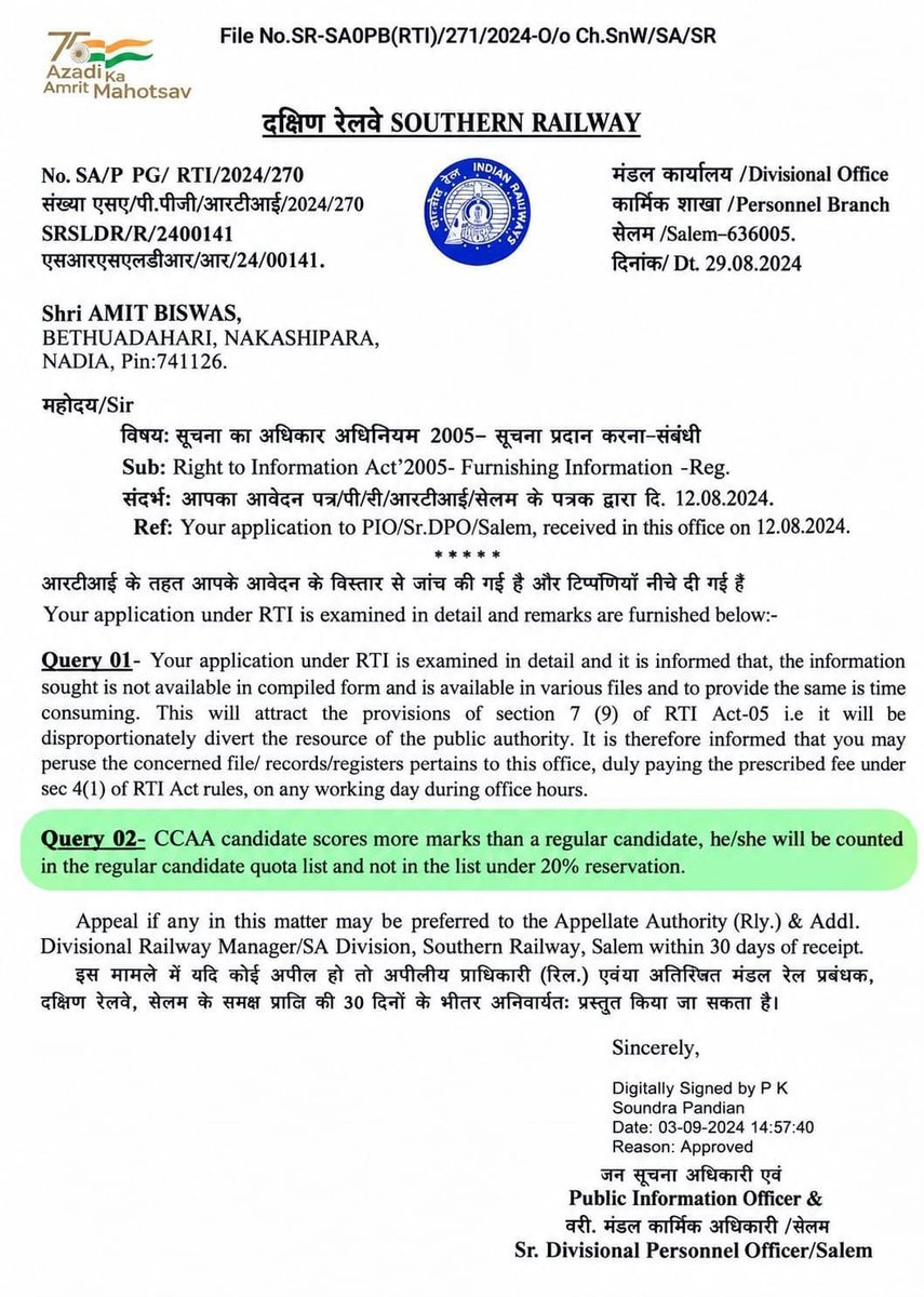 Avinashjadrv9x's tweet photo. CCAA final Scorecard (CBT/ + NAC) जारी होना चाहिए

1- CCAA T DV List ROLL NO, NAME, MARKS 3iR DV date लिखा हुआ होना चाहिए 2-NON CCAA को हटाया जाए

3-TOPPER CCAA KO OPEN MAI BHEJA JANA CHAHIYE 
@PMOIndia
Follow proper rule
@RatlamDRM

@drmadiwr

@drmbct

@RRBAhmedabad

@Gmwrly https://t.co/J7gpB8KK7H