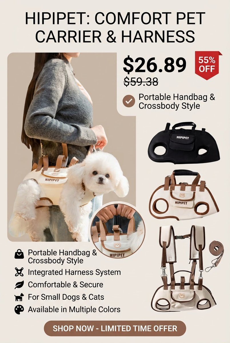 opulentpetcare's tweet photo. Carry your small dog or cat in style! 🐾 The HIPIPET comfort pet carrier works as a handbag or crossbody bag, with an integrated harness for a secure, comfy ride. Perfect for walks, vet visits, and travel. Available in multiple colors, now 55% off!

📩DM us https://t.co/p4tjyN2KGK
