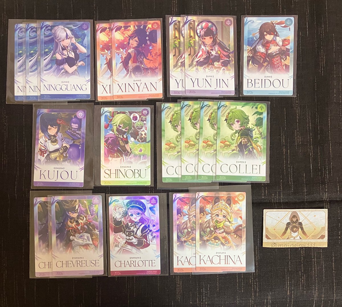 moinoinoi333's tweet photo. 原神　ホヨランド　おみくじ
交換、譲渡

譲→画像①-③

求→鍾離 ＞ 茲白、スカーク ＞ 900円/枚＋送料

① : 鍾離との交換最優先。譲渡の場合③から~5点抱き合わせをお願いします(キャラによって異なります)
② : 単体譲渡も検討しますが、基本③からお迎えいただける方を優先します
③: 単体譲渡可 https://t.co/J6QEV6jWGv