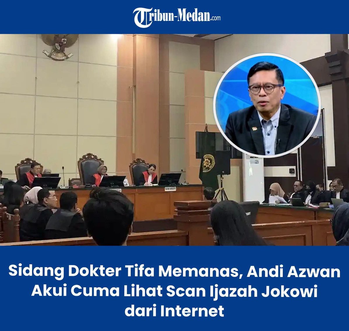 regar_op0sisi's tweet photo. Sidang akal akalan.

Jokowi merasa terfitnah karena ijazah UGM nya dikatakan palsu.
Melapor ke polisi, dan sekarang yg dituduh memfitnah sedang disidang.

Dalam persidangan kenapa yg dijadikan saksi oleh JPU adalah mereka mereka yg jadi buzzer Jokowi?
Sementara si Jokowinya ada dan dalam keadaan sehat wal afiat.
Kenapa hakim tidak memerintahkan JPU agar menghadirkan Jokowi sebagai saksi pelapor.
Terlalu nyata terlihat bahwa persidangan ini hanyalah dagelan yg tujuan utamanya adalah memenjarakan Tifa,sementara ijazah yg jadi pokok perkara tak pernah ditunjukkan.

Si Jokowi telah mengadudomba anak bangsa dengan membuat drama berseri tentang keaslian ijazahnya.
