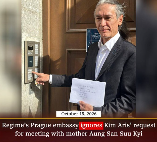 ThiriReports's tweet photo. Kim Aris, son of Aung San Suu Kyi, says Myanmar’s embassy in Prague refused his letter requesting access to his detained mother, urging global leaders to stand for human rights. 
#WhatsHappeningInMyanmar #Myanmar #HumanRights https://t.co/lBJeHf2mgv