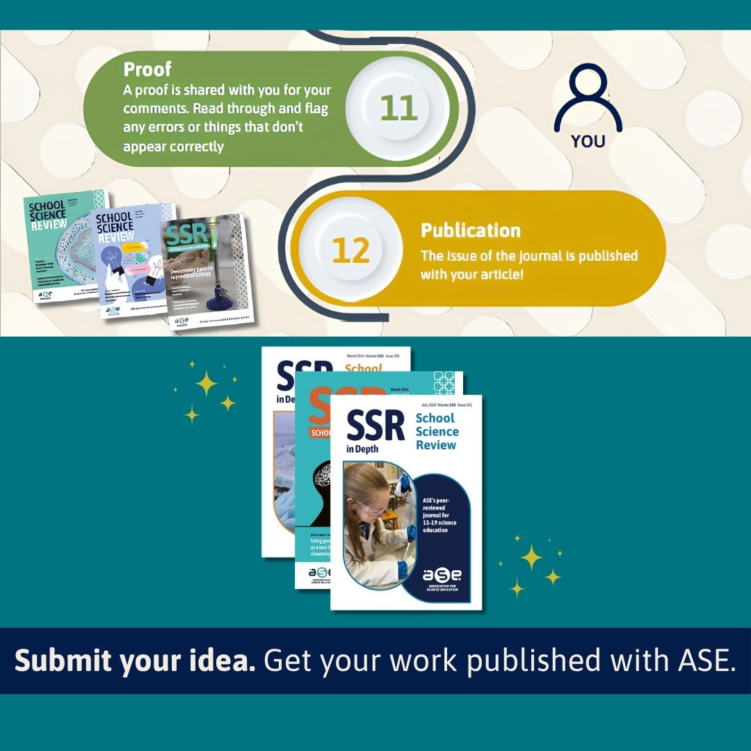 theASE's tweet photo. Have an idea that could inspire the science education community? We are currently accepting new journal submissions.

Explore the steps to sharing your work with ASE’s School Science Review (SSR) journal and find out more: https://t.co/JDFogyfspC https://t.co/GjVqoSZHy1