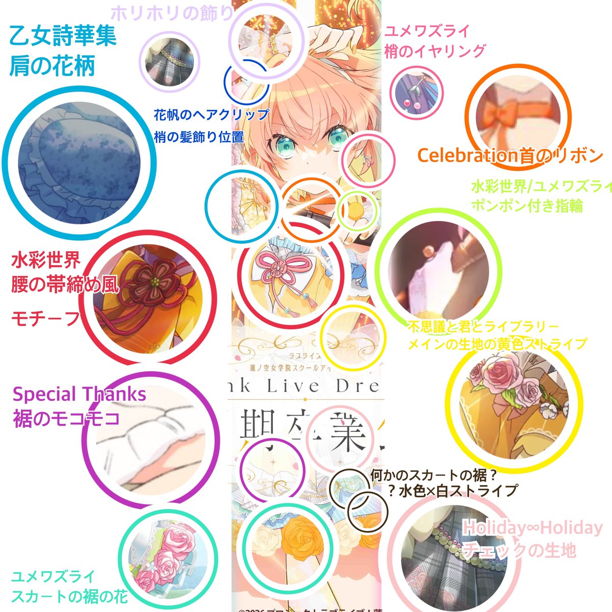 mihomgmg's tweet photo. 改めて！
卒業公演KVからソロ衣装(仮)の考察。
基本的に自信がメインで作った楽曲衣装、思い入れの強さが滲んでる気がする。
あとは103の面影🤦‍♀️
 #蓮ノ空 https://t.co/pCoPM94KcK
