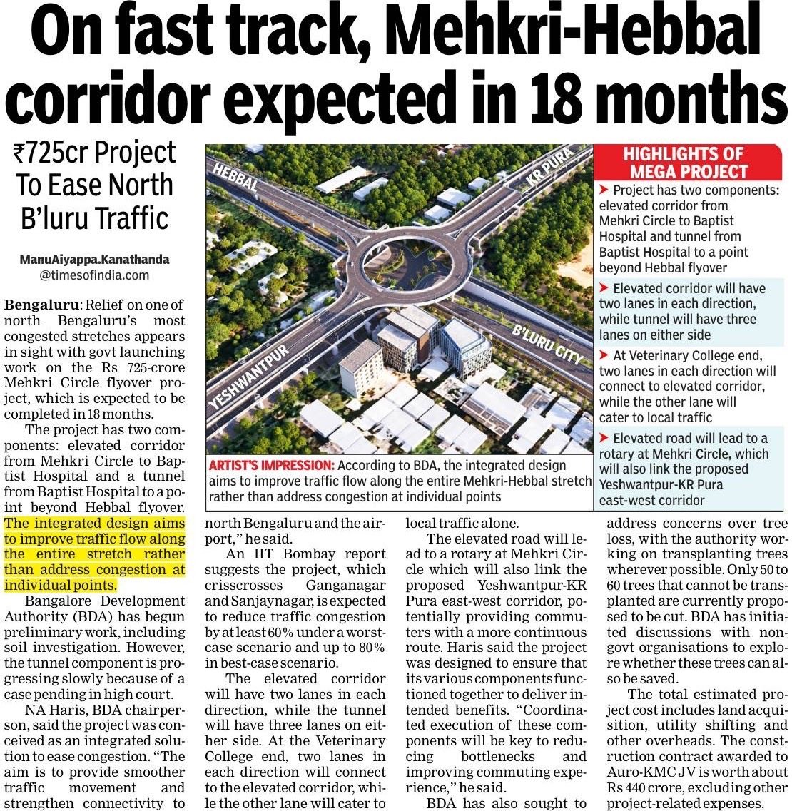 naashonomics's tweet photo. After tunnel now tenders for Mekri to Baptist hospital to be issued for elevated road #hebbal is set to be new CBD https://t.co/Zv4dKLd8vV