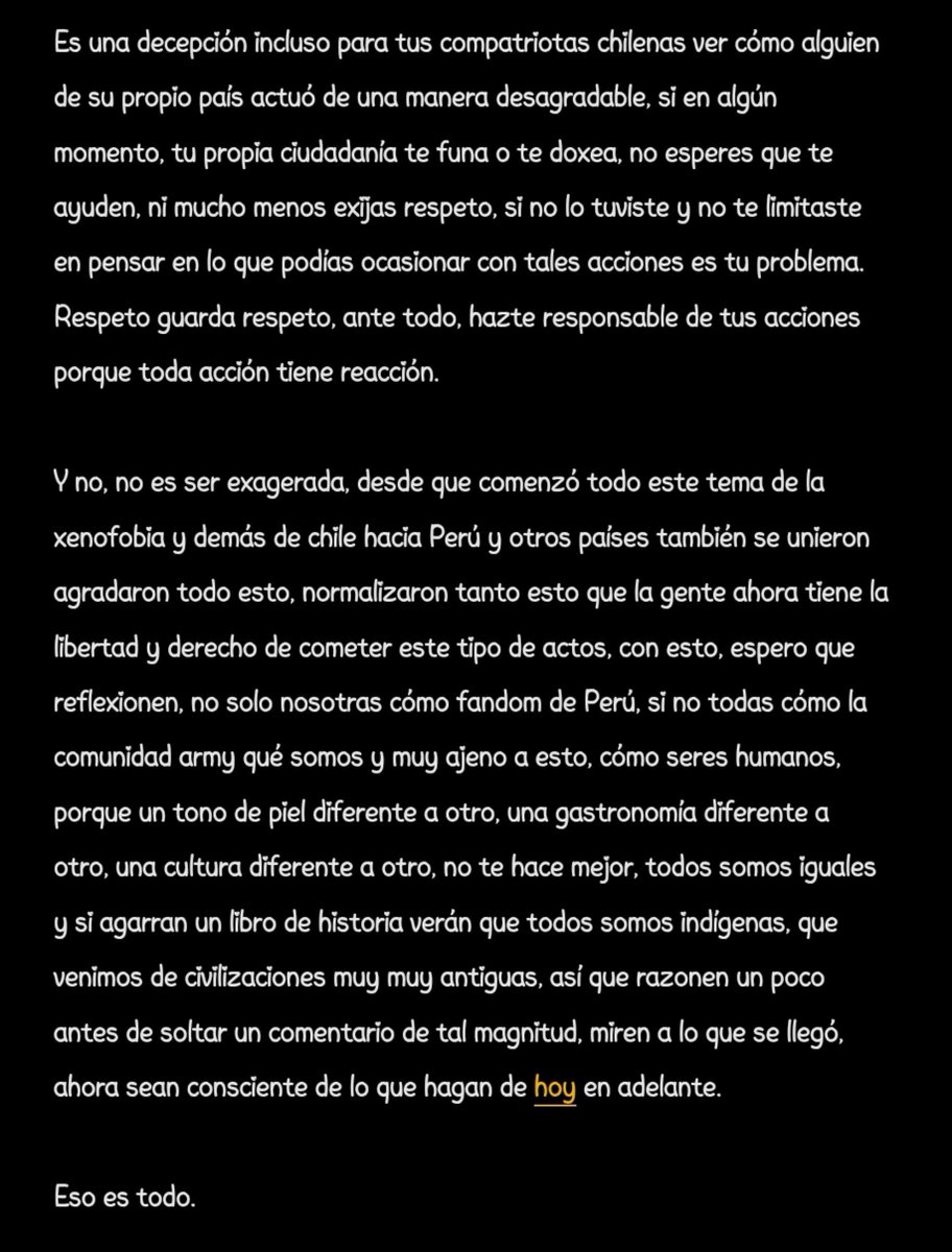 Arxx675's tweet photo. Gente, me tome el tiempo de escribir sobre esta situación que realmente es indignante, no pienso pagar para hacer mas largo el texto aquí en twitter JQLDJA, pero, solo quería expresar realmente lo incómodo y molesto que es y ha sido todo está situación de xenofobia y demás. https://t.co/tMCBzj6dkl