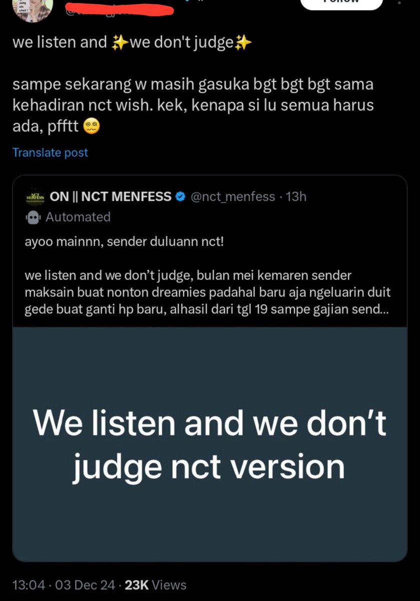 leemerichan's tweet photo. Iya kak berkat nama NCT yang gede itu, mereka dapet pencapaian yang segede ini di tahun 2024. Makasih NCTzen dan uni stan lain❤️‍🩹💖 https://t.co/vhfQoLU1pn