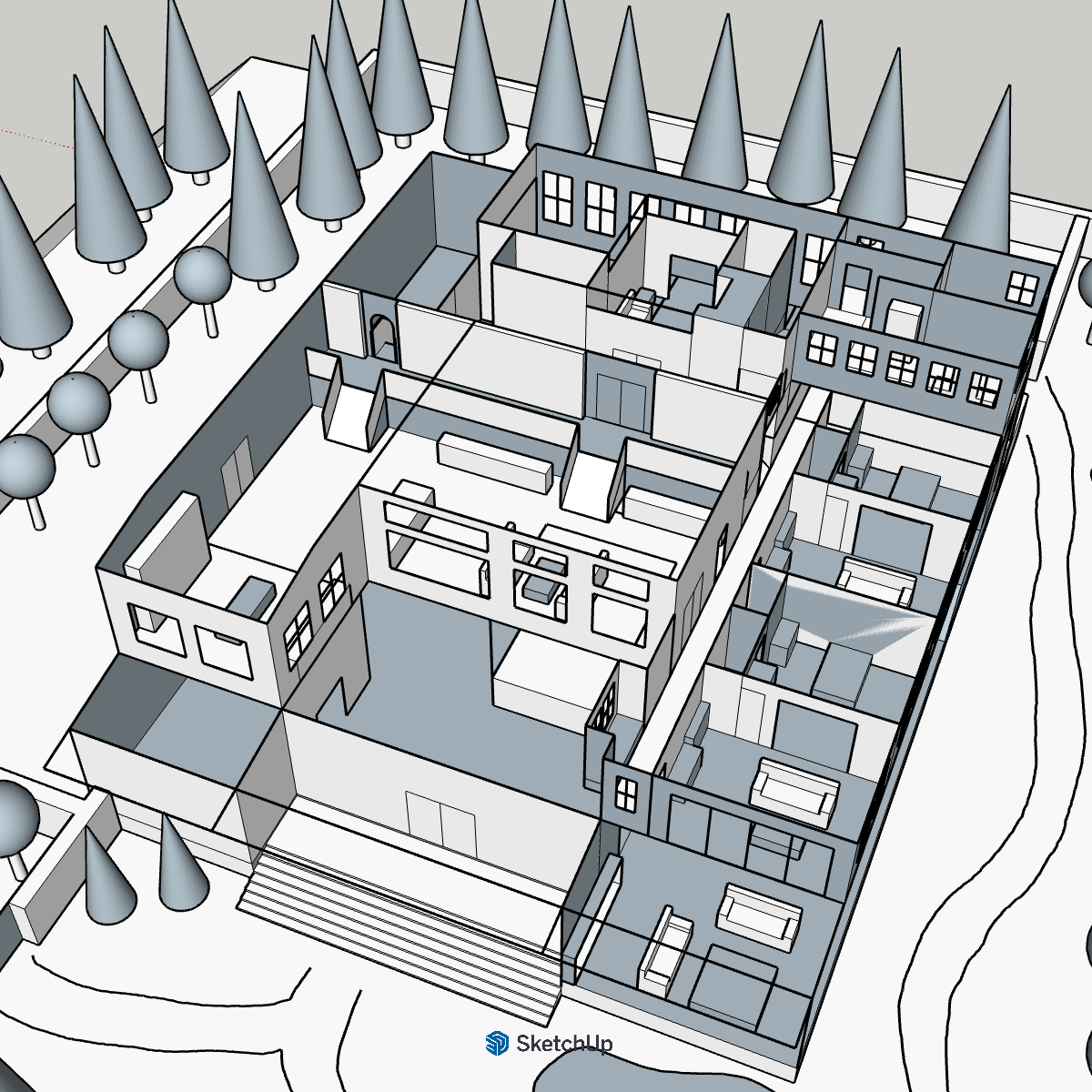 BTbyKEI's tweet photo. 実は、SketchUpでざっくり邸宅の設計をしてあります。2.5階建て、小規模な博物館くらいの建物です。WEB小説『北の魔術師との契約』のダミアンとシヴィは、ここで暮らしています。今回は設計段階の画像ですが、今度はもう少し、実際に彼らが暮らしている邸宅らしいイメージ画も作ってみたいと思います。 https://t.co/Zlrlo8edRD