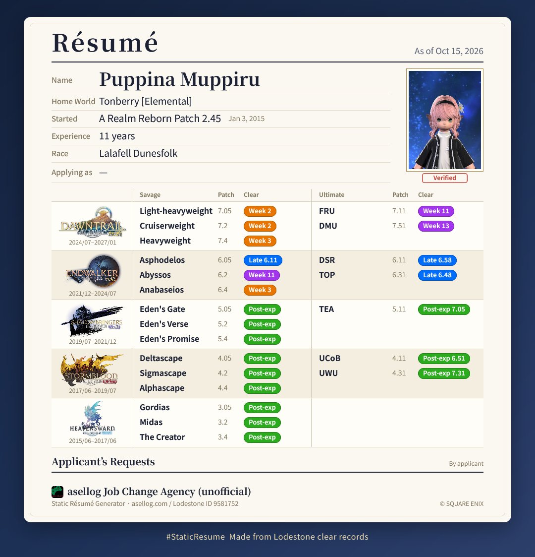 pupuri_pupu's tweet photo. #FFXIV #StaticResume #asellog
https://t.co/hh1N0mQXXw https://t.co/CFfcpGa6n1