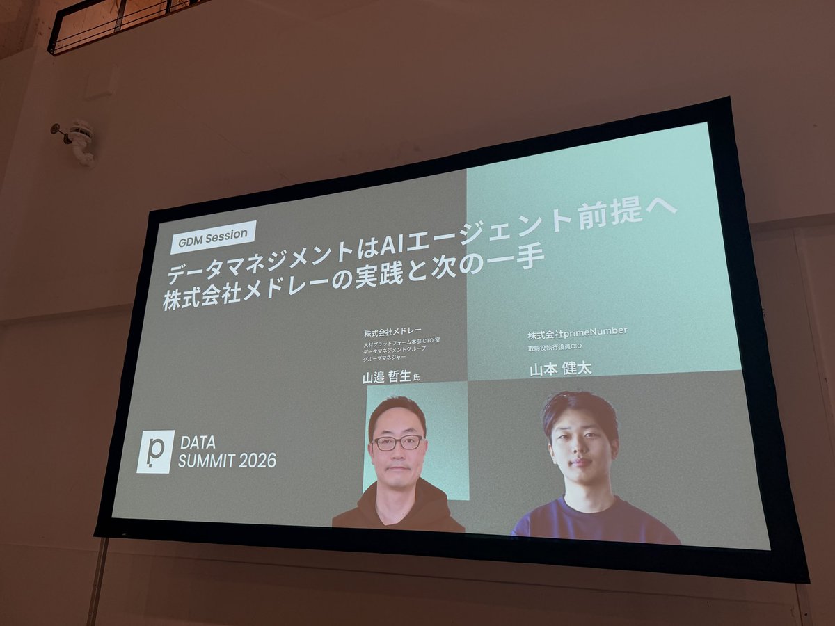 medley_dev's tweet photo. まもなく株式会社primeNumber 山本様と弊社山邉の登壇が始まります！

#pNdatasummit #MEDLEY https://t.co/o2pa9osc09