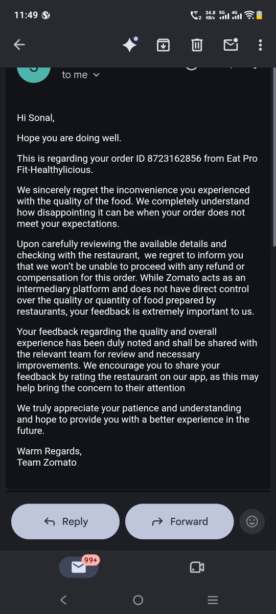 sonal_galchar's tweet photo. Hey @zomatocares , you delivered rotten, foul-smelling chicken and spoiled salad from Eat Pro Fit Healthylicious  worth ₹682. Hiding behind an "intermediary" excuse to deny a refund for hazardous food is shameful. Formal NCH Docket registered: 10416023. Fix this!@jagograhakjago https://t.co/7LGVlKZeNG