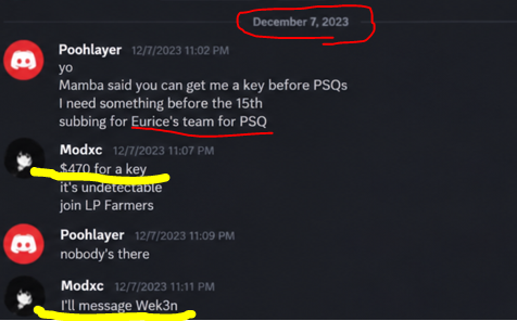Anonymo91299122's tweet photo. So @sweetdreams says @PanicApexx is cheating in a clip from 3 years ago under a alias "poohlayer" and I got screenshot proof of Panic buying cheats before PSQ.  Panic was a part of LP Farmers, a arena/br pred boosting cord. @ZeusOfAimAssist You were right all along HAHA https://t.co/fMcJ08Rb2z