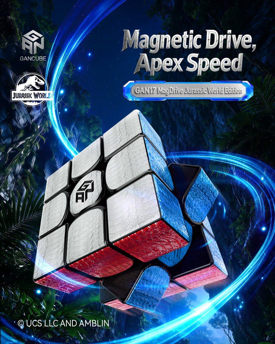 gancube's tweet photo. THE JURASSIC ERA BEGINS. 🦖⚡

Meet the GAN17 MagDrive and GAN 356M e Jurassic World Editions.

Two legends. One epic launch.

#GANCUBE #JurassicWorld https://t.co/RN1pvRr8JY